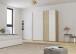 Schwebetürenschrank >Mosbach< in Glas kristallweiß / Eiche Artisan - 181x210x62 (BxHxT)