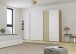 Schwebetürenschrank >Mosbach< in Glas kristallweiß / Eiche Artisan - 226x210x62 (BxHxT)