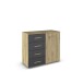Kommode >Mosbach< in Eiche Artisan / grau metallic - 80x81x42 (BxHxT)