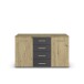 Sideboard >Mosbach< in Eiche Artisan / grau metallic - 120x81x62 (BxHxT)