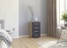 Hochkommode >Mosbach< in grau metallic / Eiche Artisan - 40x81x42 (BxHxT)
