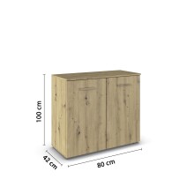 Kommode >Mosbach< in Eiche Artisan, Holzwerkstoff - 80x81x420cm (BxHxT)