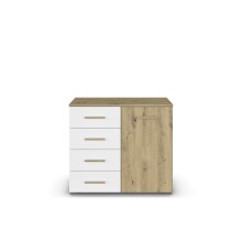 Kommode >Mosbach< in Eiche Artisan / alpinweiß, Holzwerkstoff - 80x81x42 (BxHxT)