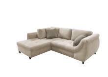 Polsterecke >Allin< Bettfunktion, beige / grau-braun, Cord - 250x66x190cm (BxHxT)