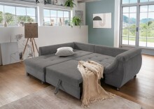 Polsterecke >Allin< Schlaffunktion, grau / silber , Cord - 250x66x190cm (BxHxT)