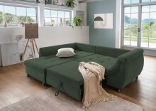 Polsterecke >Allin< Schlaffunktion, moosgrün / silber, Cord - 250x66x190cm (BxHxT)