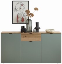 Sideboard >Ina< in Grün, Holzwerkstoff - 90x180x45cm (BxHxT)