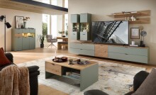 Highboard >Ina< in Grün, Holzwerkstoff - 125x125x45cm (BxHxT)