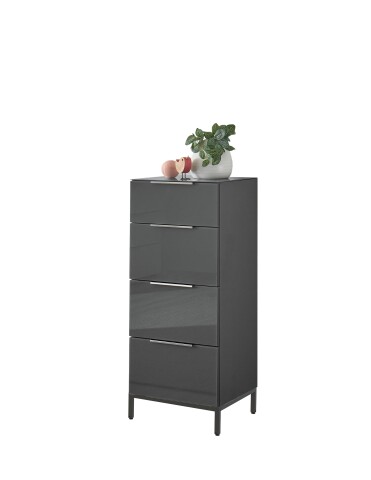 Hochkommode >Santorin< inkl. Gestell, in Anthrazit - 45x112x40cm (BxHxT)