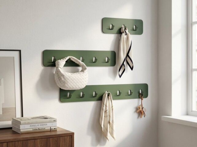 Garderobenleiste >Tilly< in grün, Metall - 50x10x3cm (BxHxT)