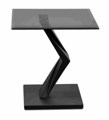 Beistelltisch >Tara< in schwarz, Metall/MDF/Glas - 56x59x56cm (BxHxT)