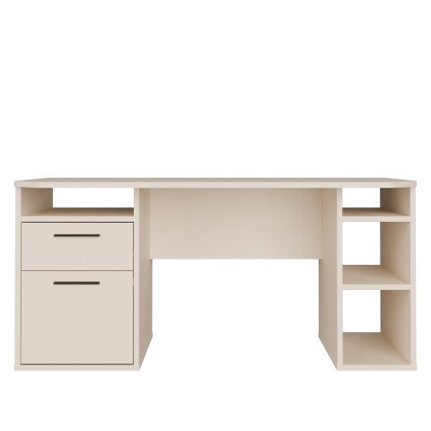 Schreibtisch >TEZAUR< in sandfarbig - 160x75,7x72cm (BxHxT)