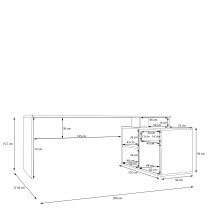 Schreibtisch >TEZAUR< in sandfarbig - 200x75,7x121,8cm (BxHxT)