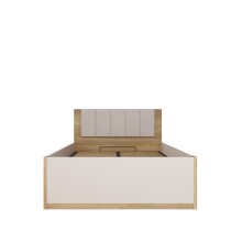 Bett >SQUERE< in Mauvella Eiche Dekor / Sand - 125,8x90x205,2cm (BxHxT)