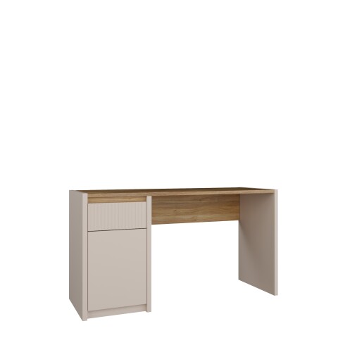 Schreibtisch >SQUERE< in Mauvella Eiche Dekor / Sand - 130x72x51,7cm (BxHxT)