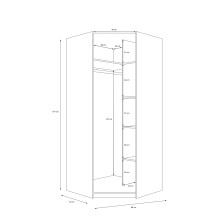 Eckkleiderschrank >SQUERE< Mauvella Eiche Dekor / Sand - 88,5x197,4x88,5 (BxHxT)