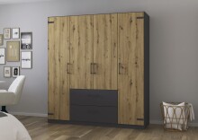 Drehtürenschrank >Butte< in Eiche Artisan...