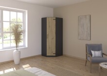 Eckkleiderschrank >Butte< in Eiche Artisan Dekor /...
