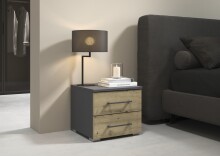 Nachttisch >Butte< in Eiche Artisan Dekor / grau...