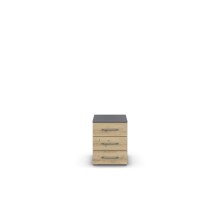 Nachtkommode >Butte< in Eiche Artisan / grau metallic - 40x52x40 (BxHxT)