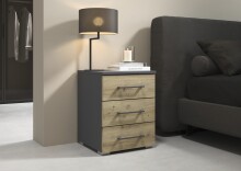 Nachtkommode >Butte< (2er-Set) in Eiche Artisan / grau - 40x52x40 (BxHxT)