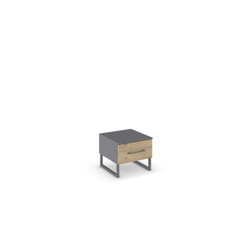 Nachtkommode >Butte< in Eiche Artisan / grau metallic - 40x34x42 (BxHxT)