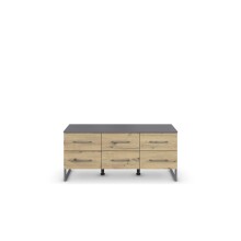 Lowboard >Butte< in Eiche Artisan / grau metallic - 120x53x42 (BxHxT)