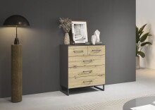 Schubkastenkommode >Butte< in Eiche Artisan / grau...