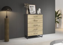 Hochkommode >Butte< in Eiche Artisan / grau...