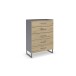 Hochkommode >Butte< in Eiche Artisan / grau metallic - 80x111x42 (BxHxT)