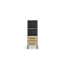 Kommode >Butte< in Eiche Artisan / grau metallic - 40x111x42 (BxHxT)