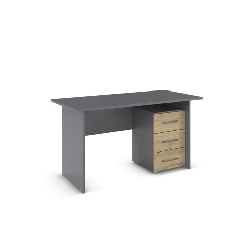 Schreibtisch >Butte< in Eiche Artisan / grau metallic - 140x75x66 (BxHxT)