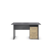 Schreibtisch >Butte< in Eiche Artisan / grau metallic - 140x75x66 (BxHxT)