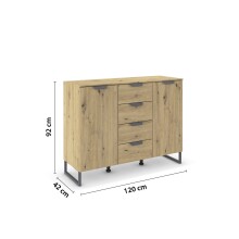 Kombikommode >Aditio Box< in Eiche Artisan Dekor - 120x92x44 (BxHxT)