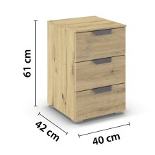 Nachtkommode >Aditio Box< in Eiche Artisan Dekor - 40x61x42 (BxHxT)