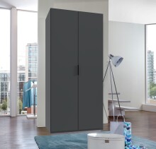 Falttürenschrank >OXFORD< in GRAPHIT - 100x216x58cm (BxHxT)