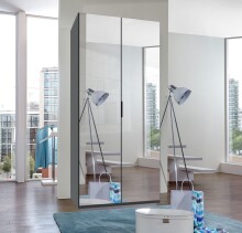 Falttürenschrank >OXFORD< in GRAPHIT mit SPIEGEL - 100x216x58cm (BxHxT)