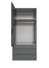 Falttürenschrank >OXFORD< in GRAPHIT mit Schubladen - 100x216x58cm (BxHxT)