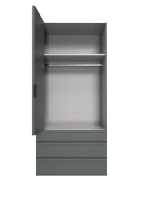 Falttürenschrank >OXFORD< Schubladen, in GRAPHIT und Spiegel - 100x216x58cm (BxHxT)