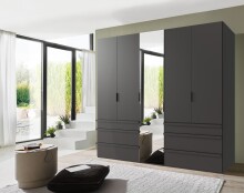 Falttürenschrank >OXFORD< in GRAPHIT mit Spiegel - 250x216x58cm (BxHxT)