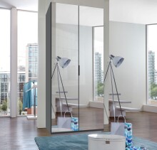 Falttürenschrank >OXFORD< in GRAPHIT mit Spiegel - 100x236x58cm (BxHxT)