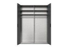 Falttürenschrank >OXFORD< in GRAPHIT mit Spiegel - 200x236x58cm (BxHxT)
