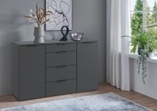 Sideboard >OXFORD< in GRAPHIT - 135x84x41cm (BxHxT)