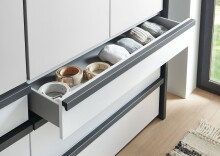 Falttürenschrank >OXFORD< in WEISS mit Spiegel - 300x216x58cm (BxHxT)