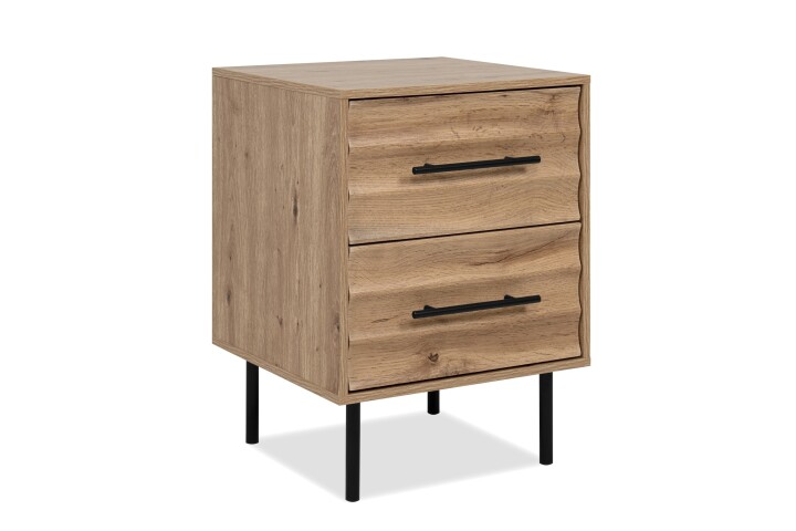 Nachtkonsole >Falun< in Artisan/Eiche 3D-Fronten in Wellenoptik - 40x55x39cm (BxHxT)