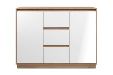 Sideboard >Lindenau< in Dekor Artisan Eiche/weiß hochglanz - 116,3x88x40 (BxHxT)