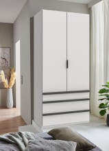 Falttürenschrank >OXFORD< in WEISS - 100x216x58cm (BxHxT)