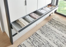 Falttürenschrank >OXFORD< in WEISS mit Schubladen - 200x216x58cm (BxHxT)
