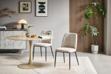Esszimmerstuhl >Norela< (2er-Set) in creme/schwarz Chenille-Optik - 47x83x56 (BxHxT)
