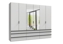 Falttürenschrank >OXFORD< in WEISS mit Spiegel...